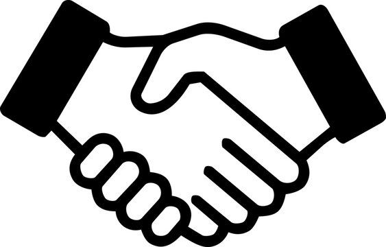 Handshake icon representing international peace day as a minimalist black and white vector symbol for global unity