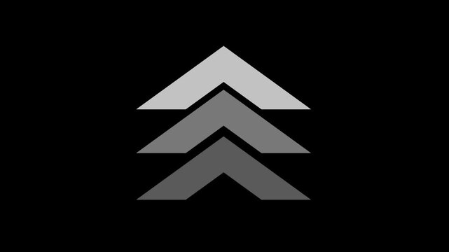 3d arrow icon swipe up animation black background and white arrow. UP Directional Arrow Loop Animation. Animated arrows for the overlay video layer.