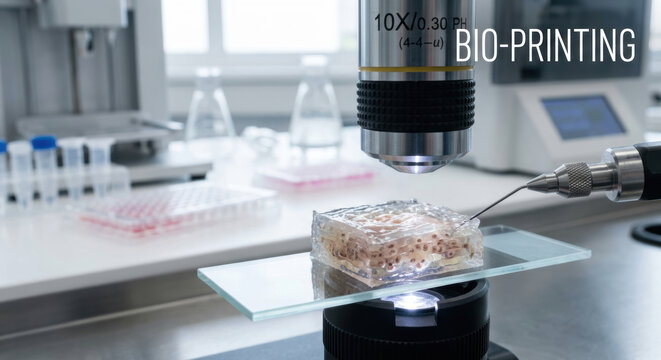 Bioprinting laboratory medicine ai personalized tissue scaffold cell culture microscope research