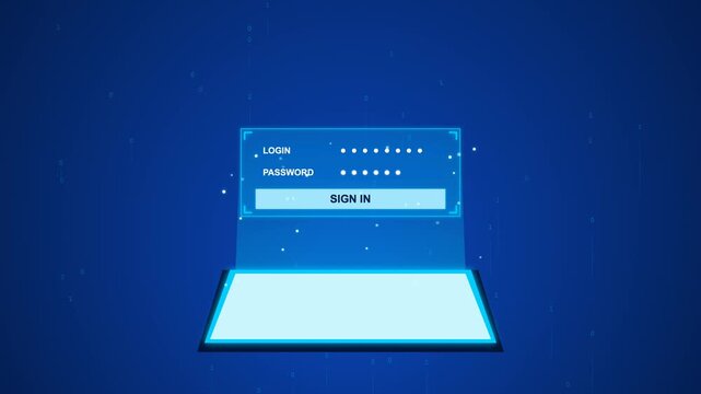 Modern login interface on laptop screen