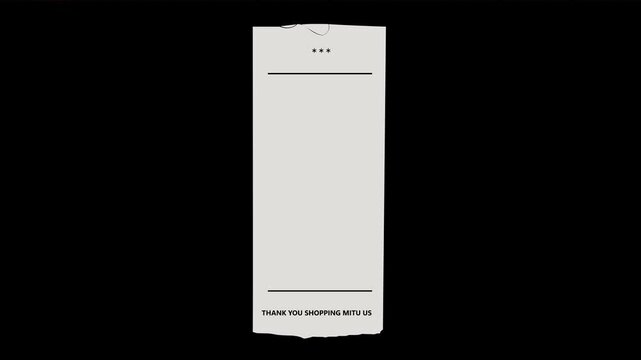 Blank Retail Receipt with Torn Edges and Asterisks at Top paper shopping isolated transparent background.