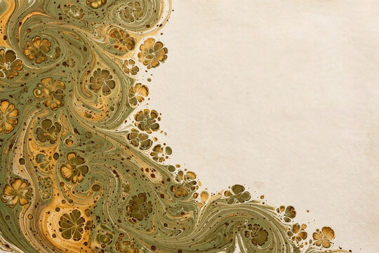 Floral Abstract Marbling Background Template with Organic Flow and Harmony