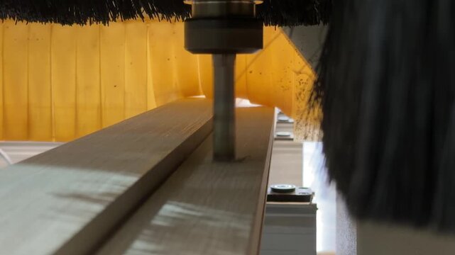 CNC machine cutting hinge recesses in door stile, automated hinge pocket milling on wood