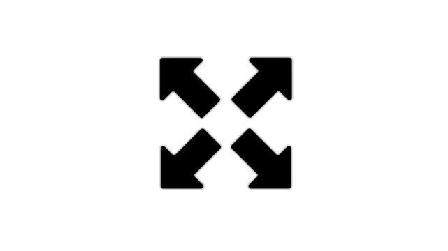 Four directional arrows expanding outward from center creating dynamic motion graphic on white background.