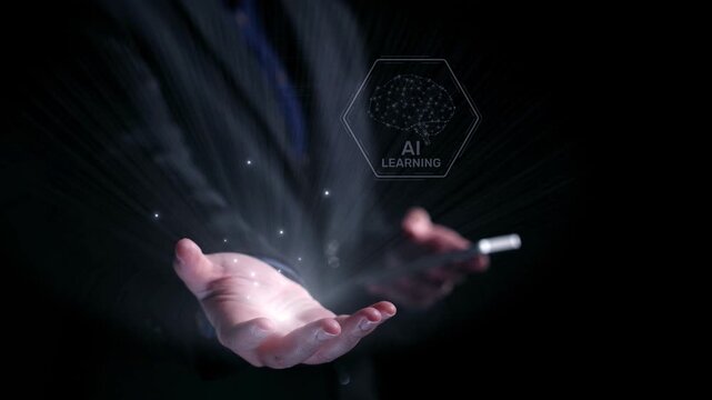 AI learning system involves deep learning, supervised machine learning, and natural language processing. AI learning diagram shows how AI advances learn in automation and data processing. Elide