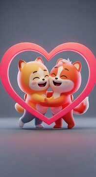 Heartfelt Embrace: A Joyful Digital Sculpture