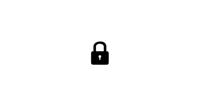 Padlock unlock sign, opening lock animation. simple padlock open unlocked motion animate 4k video.