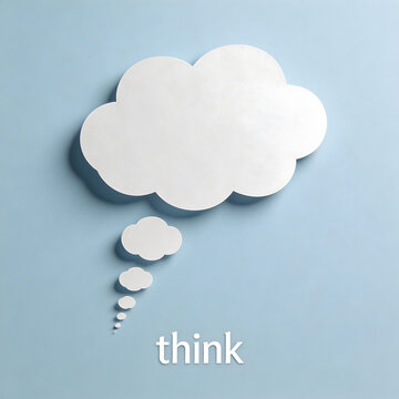White paper thought cloud on blue background