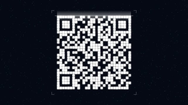 Digital Fragment Transition to QR Code Animation Seamless Loop
