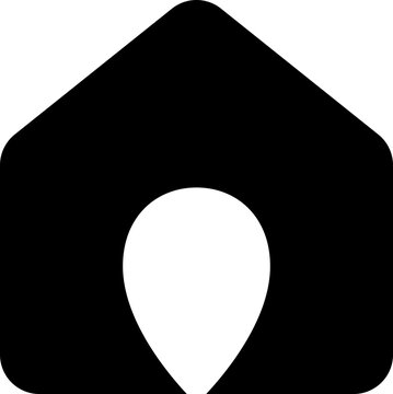 House logo illustration with pin map inside, pin house symbol