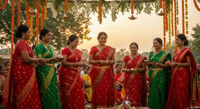 Hariyali Teej Celebrating Women in Traditional Saris