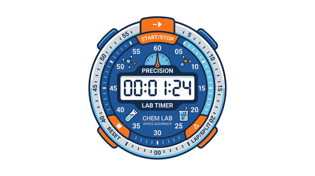 Isolated Digital Lab Timer with Scientific Icons
