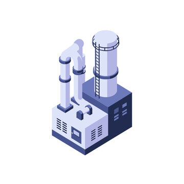 Isometric industrial factory machinery 3D illustration