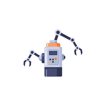 Industrial Robotic Arm Machine Vector Illustration