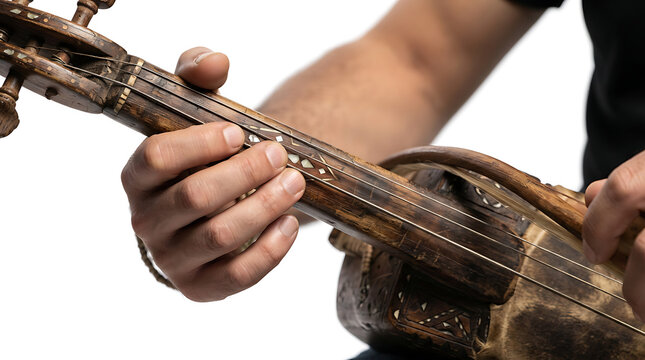 Authentic portrayal of a cultural performer showcasing the beauty and history of a handcrafted musical tool.