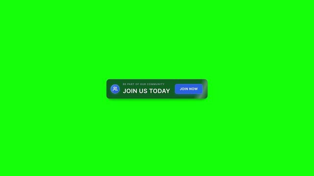Versatile digital call-to-action graphic featuring a 'Join Us Today' button and 'Apply Now' option on a green screen, ideal for modern marketing campaigns and engaging video overlays