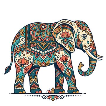 Colorful Mandala Elephant Decorative Illustration