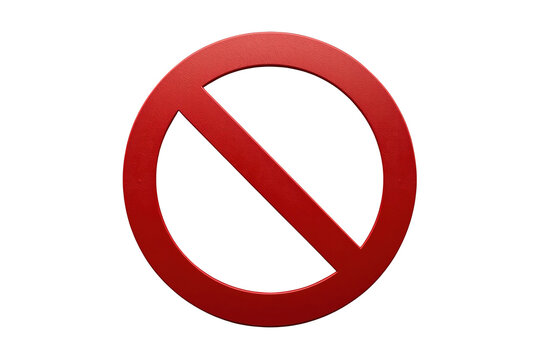 Glossy red prohibition sign with diagonal slash
