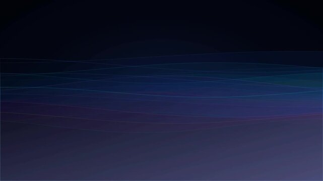 Elegant blue wave lines moving slowly on dark background for digital technology screen