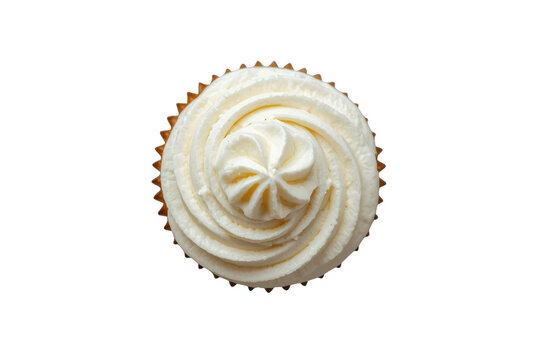 Vanilla cupcake with thick flower shaped cream frosting