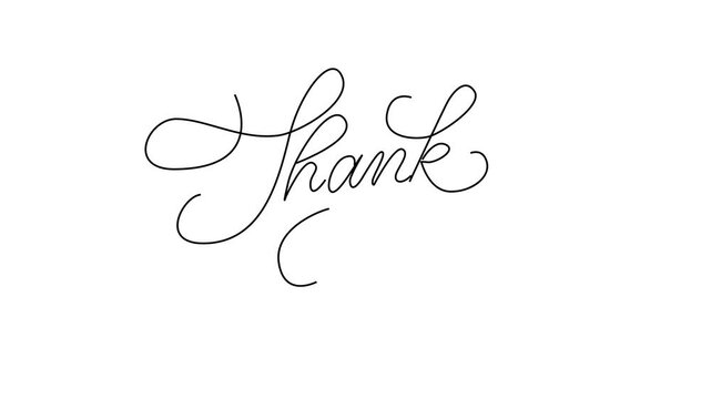 Handwritten "Thank you" animation on a white background. Suitable for online channels and various other purposes.