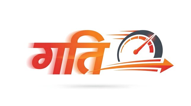 Speed logo with hindi word gati and speedometer icon symbolizing fast delivery and motion.