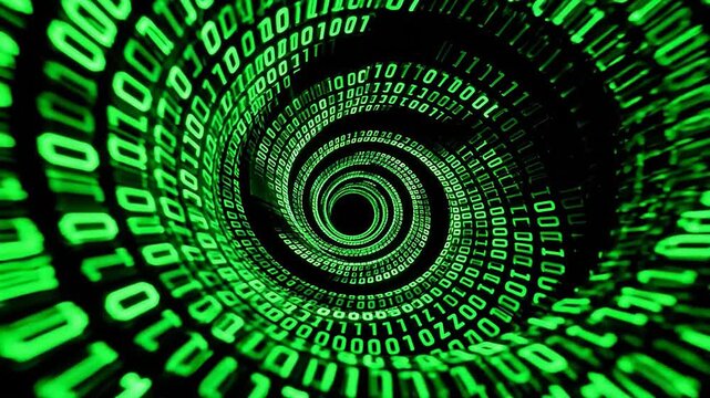 Digital binary code spiral tunnel
