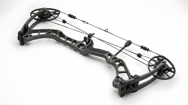 Compound bow with draw string and wheel pulley system