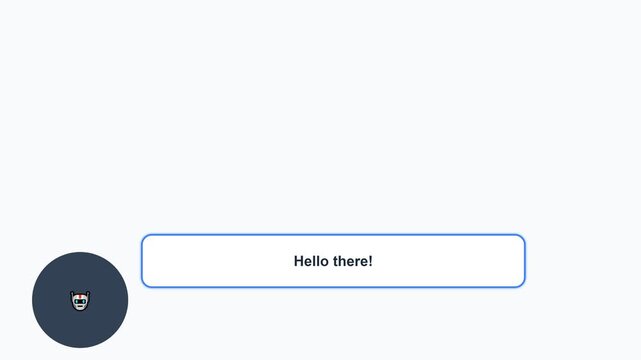 Chatbot greeting message, digital interface with message box and loading animation, virtual conversation, symbolizing communication and customer service, for advertising and website background.