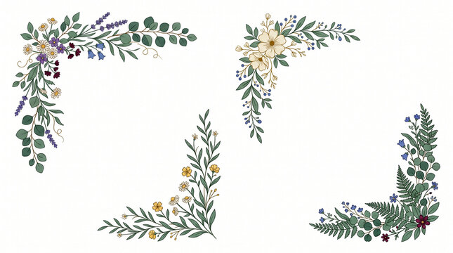 Elegant Botanical Corner Border Vector