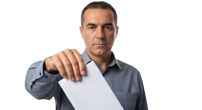 Man holding a piece of paper.