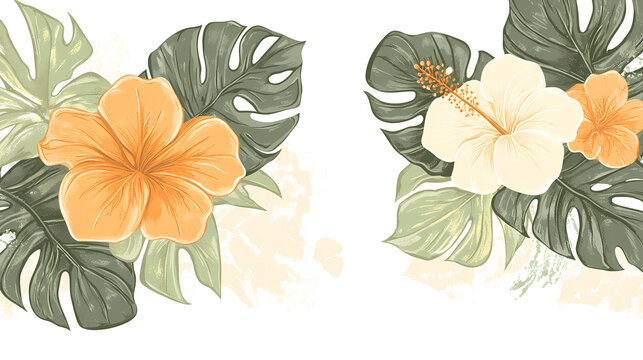 Elegant Tropical Floral Border Design
