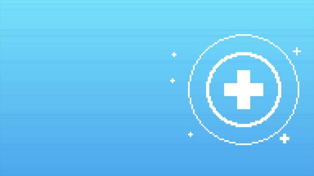 8-bit pixel art medical cross icon