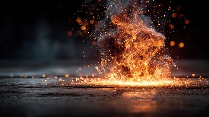 Fototapeta premium Explosive Fireball - A Dynamic Display of Intense Heat and Energy.