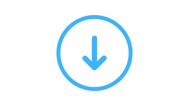 Blue Download Arrow Icon Vector Symbol in Circle Design for Digital Interface Navigation and File Software Update Application User Interface Element