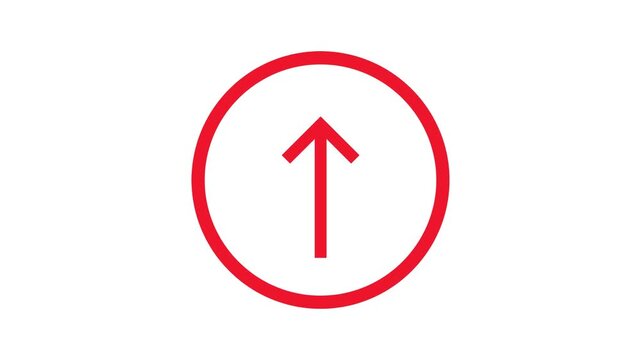 Red up arrow circle icon navigation interface design digital pointer symbol indicating direction upload increase growth success progress graphic