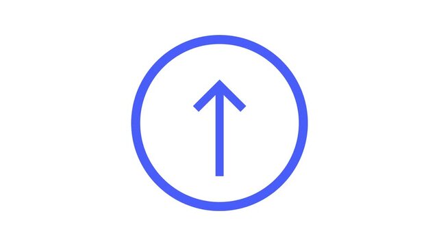 Blue circular upload or scroll up icon vector symbol with arrow pointing upward for navigation