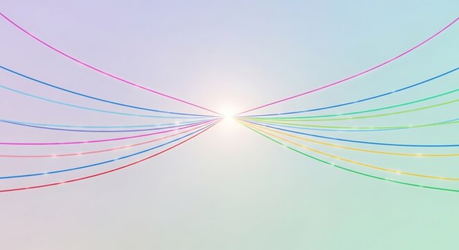 Colorful Light Waves Converging at Center