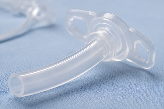 Tracheostomy Tube Close Up Airway Management Medical Device Vector Isolated for Respiratory Care, Intensive Care and Clinical Healthcare