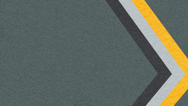 Dark green gray paper texture background with yellow black chevron stripes and copy space for banner, presentation, template