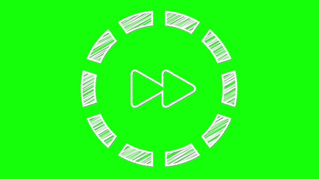 落書き風のお洒落な早送りマーク(白色)／Stylish Vlog-Inspired Doodle-Style Fast Forward Animation (White)