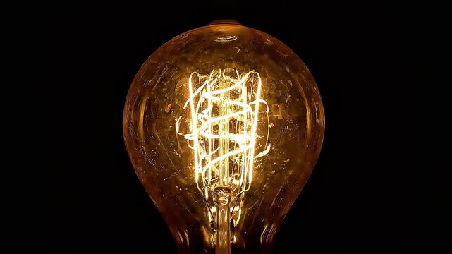 Vintage Edison Light Bulb Glowing Filament Close Up