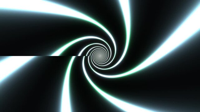 Light spiraling in a dark tunnel. The swirling lines create a sense of movement and depth, enhancing the visual effect