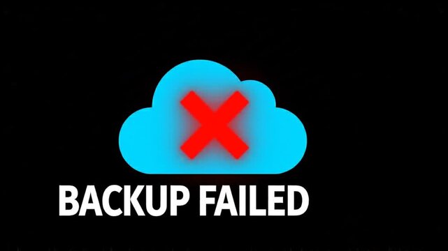 Cloud backup failed warning alert icon on black background