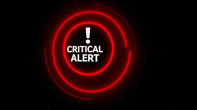 Critical alert glowing red text with exclamation symbol