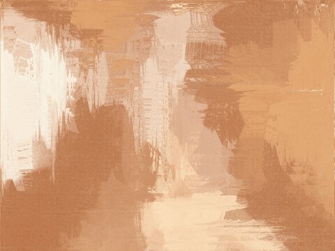 Warm brushstrokes blend beige, tan, and cream hues. Abstract texture suggests movement and layered emotion. Soft tones evoke calm, comfort, or quiet contemplation. Suitable for interior design