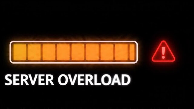 Server overload progress bar rising to maximum red warning status