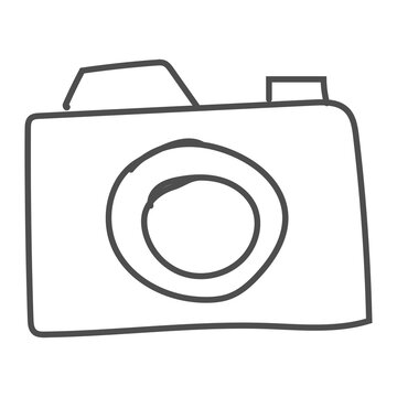 Png simple digital camera doodle design element, transparent background