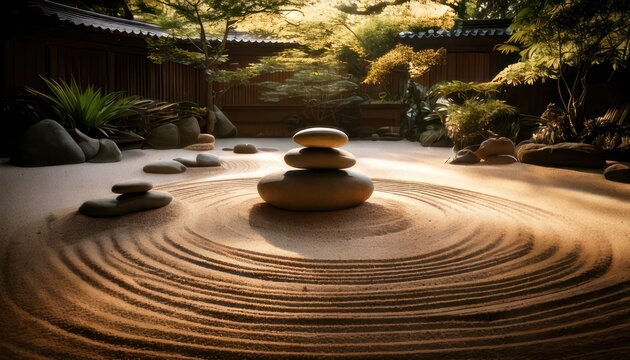 Serene Japanese Zen Garden Landscape Design.