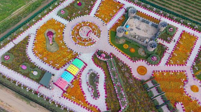 Aerial Top View of Noah&rsquo;s Garden with Colorful Landscape Design in Armenia